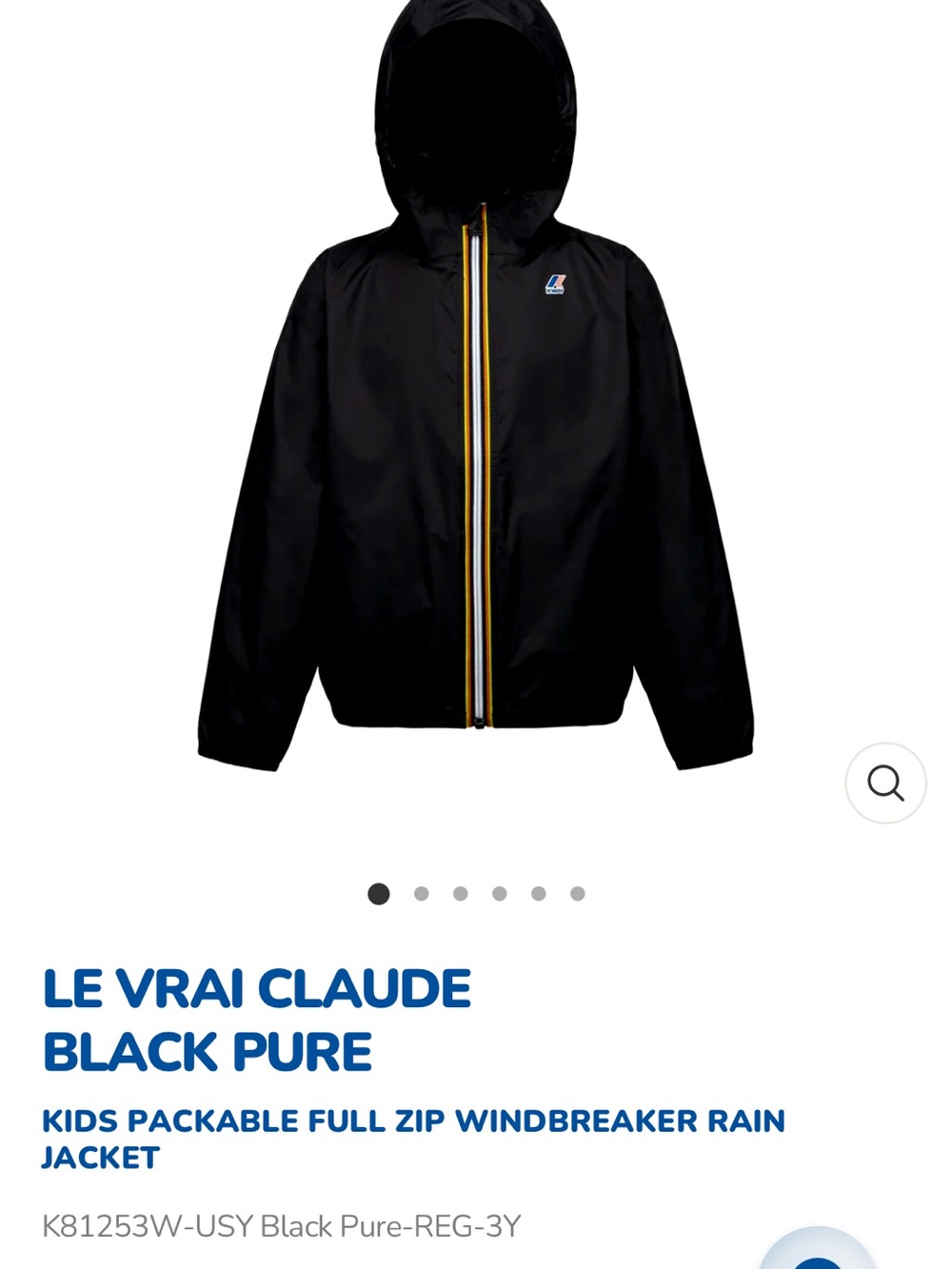 K-Way Navy Packable Jacket with Rainbow Stripe Trim